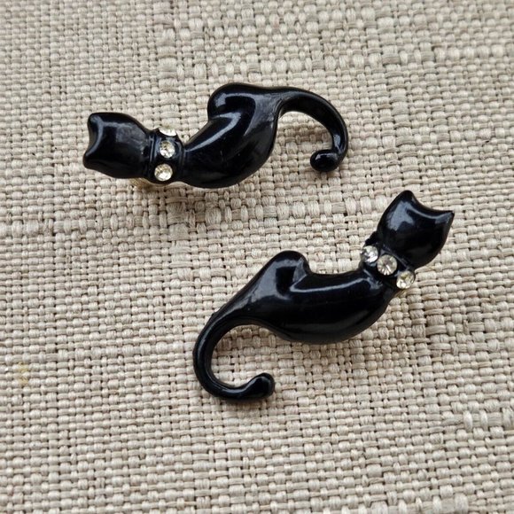 Cat Earrings Women Ear Jewelry Black Tone Fashion Jewelry Earrings - Picture 5 of 10